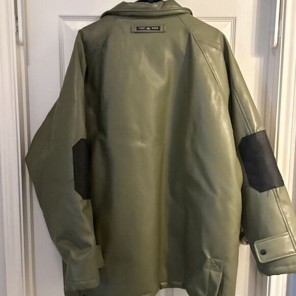 FIRST DOWN PVC Casting Leather Snow Jacket Size XL Rare Vintage Green - Picture 8 of 11